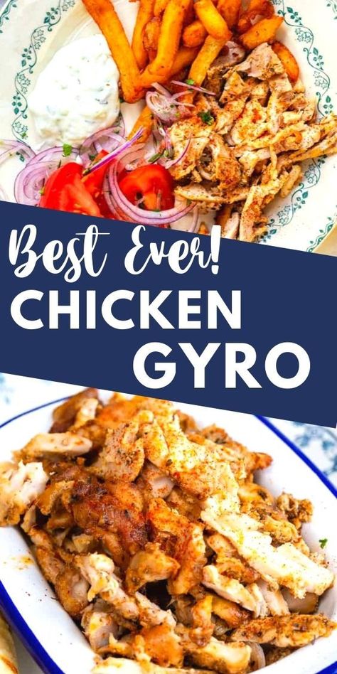 Pita And Chicken Recipes, Greek Yiros Recipe, Chicken Yiros Recipe, Greek Chicken Gyros Recipes, Chicken Yiros Marinade, Kebab Chicken Marinade, Chicken Gyro Meat Recipe, Chicken And Pita Bread Recipes, Gyro Meat Recipe Chicken