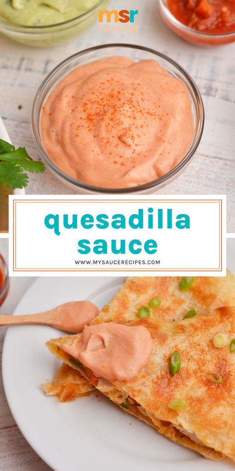 The next time you need an easy recipe for a versatile sauce, turn to spicy Quesadilla Sauce. You'll be putting it on everything! Easy Quesadilla Sauce, Quesadilla Dipping Sauce, Quesadilla Sauce, Easy Quesadilla, Best Sauce Recipe, Crema Recipe, Creamy Dill Sauce, Delicious Salad Dressings, Chicken Quesadillas