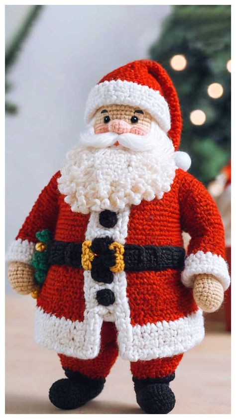 Crochet Santa Amigurumi Free Pattern Free Crochet Pattern For Christmas Trees, Crochet Santa Free Pattern, Christmas Tree Crochet Pattern, Crochet Santa Claus, Christmas Amigurumi, Crochet Christmas Ornaments Free, Christmas Crochet Patterns Free, Crochet Santa, Santa Patterns