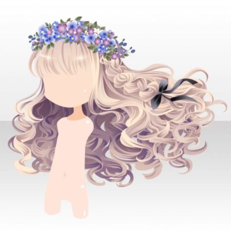 Misty Forest Flower Crown Braided Wavy Hair ver.A cream Braided Wavy Hair, Hair With Flowers In It, Wavy Hair Anime, Anime Braids, Hair With Flowers, Anime Hairstyles Male, Chignon Wedding, Chibi Hair, Misty Forest