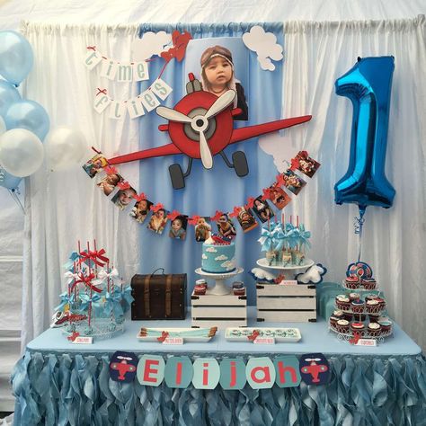 Pilot Theme 1st Birthday Party, Airplane Birthday Party Theme, Times Flies Birthday Party, Aviator Themed Birthday, Pilot 1st Birthday Theme, Pilot First Birthday Party, 1st Birthday Plane Theme, Time Flies Birthday Theme, Airplane 1st Birthday Party Boys