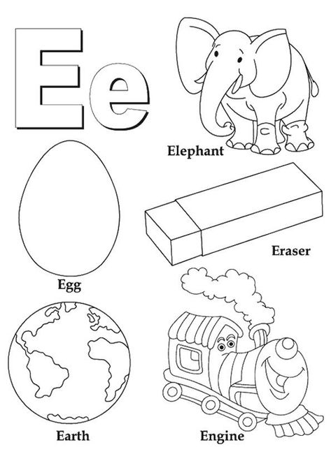 Letter E Worksheet, Letters For Preschool, Preschool Alphabet Book, Letter E Craft, Letter Pictures, Worksheets For Toddlers, Craft For School, Letter A Coloring Pages, Alphabet For Toddlers