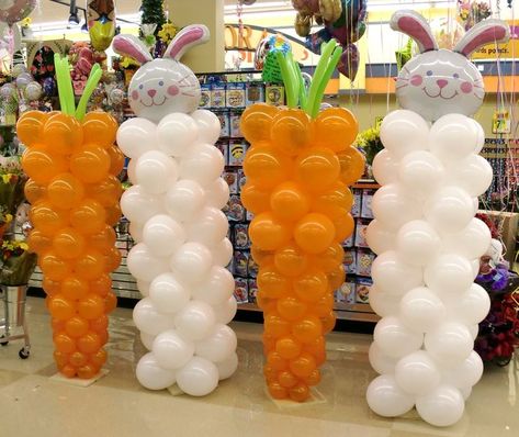 Carrot Balloon, Easter Outreach, Easter Balloon Decor, Easter Balloons, Balloon Pillars, Easter Birthday Party, Pretty Balloons, Balloon Tower, Holiday Balloons