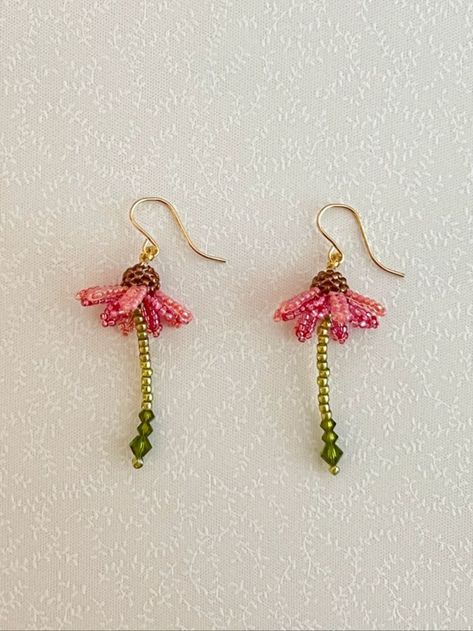 Anting Manik, Beaded Flowers Patterns, Seed Bead Crafts, Beaded Earrings Tutorials, Beaded Earrings Diy, Seed Bead Tutorial, Handmade Jewelry Tutorials, Beaded Earrings Patterns, Beaded Crafts