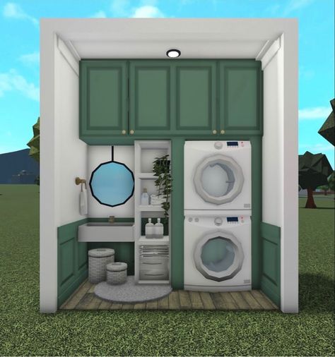 Bloxburg Laundry Room Ideas, Cute Laundry Room, Bloxburg Rooms, Blocksburg Room Ideas￼, Bloxburg Building, Mansion Bloxburg, Blox Burg, Bloxburg Build Ideas, Roblox House