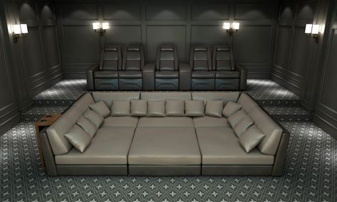 Cinema Room Sofa Bed, Diy Home Theater Seating, Bed Cinema, Theater Couches, Movie Couch, Cinema Room Design, Couch Beds, Theater Sofa, U Shaped Couch