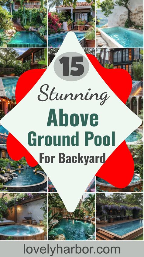 15 Stunning Above Ground Pool Ideas For Your Backyard Backyard Pool Above Ground Ideas, Painted Above Ground Pool, Above Ground Pool With Tanning Ledge, Luxury Above Ground Pool, Above Ground Pool Ideas On A Budget Diy, Above Ground Pool Ideas Landscaping, Raised Pools, Small Above Ground Pool, Oasis Pool