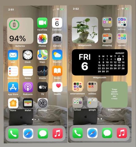 Simple Phone Setup, Layout Iphone Homescreen Ideas, Phone Set Up Ideas, Iphone Organization Homescreen, Life Hacks Iphone, Organize Apps, Organize Apps On Iphone, Apps On Iphone, Whats On My Iphone