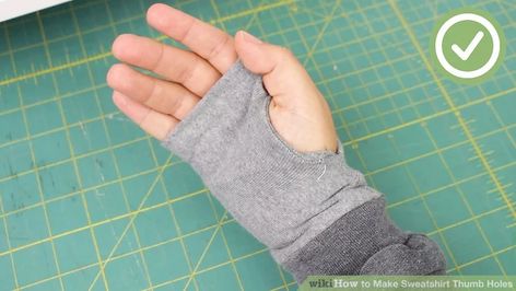 How To Add Thumb Holes To Sleeves, Thumb Holes Diy, Sleeves With Thumb Holes, Diy Thumb Holes Long Sleeve, Thumb Hole Sleeve, Thumb Hole Shirts, Diy Sweatshirt, Functional Fashion, Womens Sewing Patterns