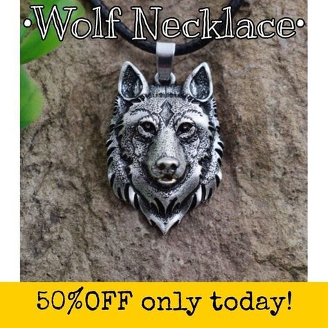 @futhark_store •Wolf Necklace• beautiful necklace only for wolf lovers 🐺 • 50%OFF ONLY TODAY❗️ 50%OFF ONLY TODAY❗️ • •Get yours now at… Wolf Necklace, Head Necklace, Wolf Jewelry, Viking Necklace, Amulet Necklace, Wolf Head, A Wolf, Discount Jewelry, Unisex Gifts