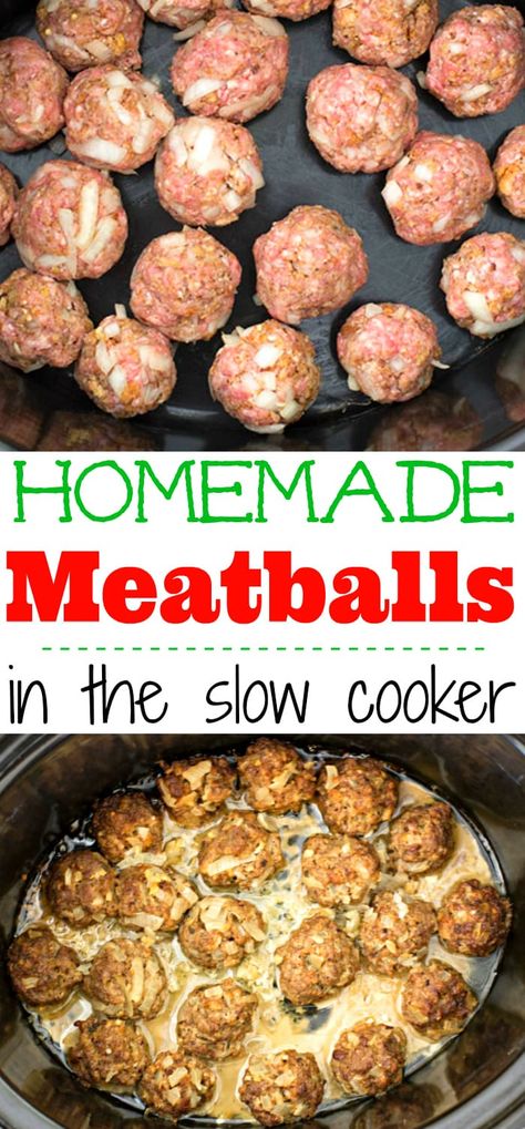 Easy Home Style Slow Cooker Homemade Meatballs Home Style Meatballs, Meatballs For Dinner, Dinner Meatballs, Easy Slow Cooker Meatballs, Homemade Meatballs Easy, Meatball Recipes Crockpot, Homemade Ketchup, Crock Pot Meatballs, How To Cook Meatballs