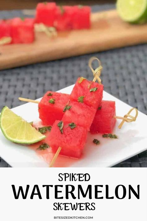 Boozy Watermelon Slices, Watermelon Bachelorette Party, Boozy Appetizers, Boozy Snacks, Melon And Proscuitto, Spiked Fruit, Easy Summer Party Food, Proscuitto Appetizers, Boozy Watermelon