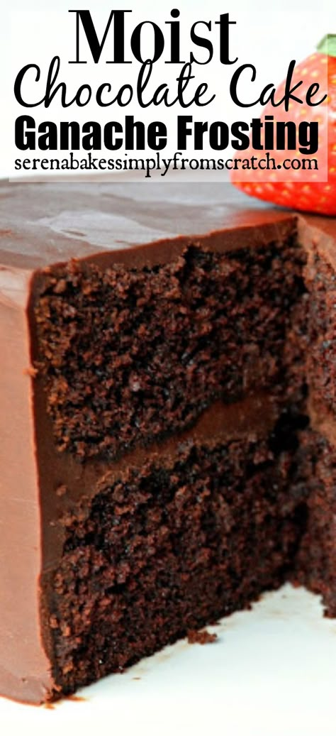 Dessert For Valentines Day, Savory Desserts, Chocolate Cake With Ganache, Slice Of Chocolate Cake, Frosting Cake, Chocolate Cake Recipe Moist, Chocolate Ganache Cake, Cake Cooking, Ganache Frosting