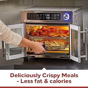 Emeril Lagasse 26 QT Extra Large Air Fryer, Convection Toaster Oven with French Doors, Stainless Steel Emeril Air Fryer, Large Air Fryer, Steel French Doors, Convection Toaster Oven, Emeril Lagasse, Lisa Bonet, Air Fryer Healthy, Air Frying, Convection Oven