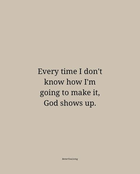 Christian Inspirational Page on Instagram: "Every time I don’t know how I’m going to make it, God shows up❤️  Be sure to follow us (@betteryouliving) to help you grow in your walk with God and achieve your God-given purpose❤️  •Check out ‘Dare to Dream’ - How to achieve your God-given dreams while growing in your walk with Jesus (Link in Bio)👉 @betteryouliving   May God bless you abundantly!❤️  P.S: Join the community for the Verse and Quiz of the Day on our story😁  —— I think we can all agree that there are so many lost, broken and bound people out there. Join us as we aim to see 1M salvations through social media and our blog! It’s a BIG aim, but we serve a BIGGER God!  If you feel led to join us on this amazing journey, we’d greatly appreciate your following 👉 (@betteryouliving)  May Try Again This Time With God, May God Bless You, God Stories, Christian Bedroom, Blessings From God, God Has Blessed Me, Walking With God, Walk With Jesus, God Is Great