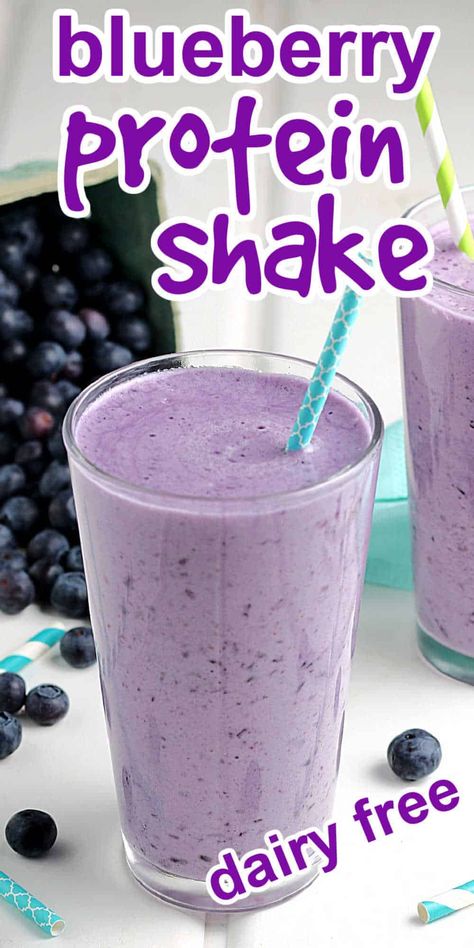 Blueberry Protein Shake tastes great and is uber-fast. Blend 3 ingredients to enjoy a protein shake before or after workout to get you fortified with vim and vigor! Post Workout Protein Shakes For Women, Dairy Free Shakes, Blueberry Protein Shake Recipe, Blueberry Protein Shake, Blueberry Protein Smoothie, Keto Protein Shake, Easy Protein Shakes, Protein Shake Diet, Protein Drink Recipes