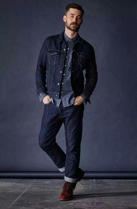 Levis men Denim Shirt Outfit, Latest Clothes For Men, Mens Casual Dress Outfits, Levis Jacket, Stylish Mens Outfits, Mens Casual Dress, Men's Coats & Jackets, Denim Jacket Men, T Shirt And Jeans