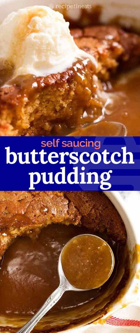 Self Saucing Butterscotch Pudding Cake, Pudding And Sauce Cake, Butterscotch Self Saucing Pudding, Caramel Self Saucing Pudding, Self Saucing Cake, Crockpot Pudding Recipes, Self Saucing Butterscotch Pudding, Banana Butterscotch Pudding, Cake And Sauce Recipe