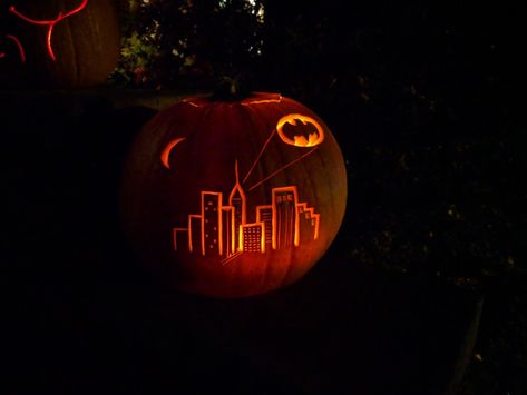 Pumkin Carving - Gotham Batman Bat Signal Bat Signal Pumpkin Carving, Batman Pumpkin Carving Ideas, Batman Pumpkin Carving, Batman Pumpkin, Pumkin Carving, Gotham Batman, Pumpkin Carving Ideas, Carving Ideas, Lego Batman