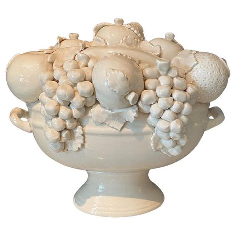 Check out this item from 1stdibs! Large Antique Italian White Porcelain Cornucopia Fruit Bowl Centerpiece: https://www.1stdibs.com/id-f_35679902 Fruit Topiary, Fruit Bowl Centerpiece, Fruit Centerpieces, Ceramic Fruit Bowl, Bowl Centerpiece, Ceramic Fruit, Glass Centerpieces, Italian Pottery, Centerpiece Bowl