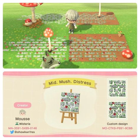 Acnh Mushroom Path, Acnh Mushroom, Acnh Diy, Animal Crossing Town Tune, Animal Crossing Qr Codes, Fairy Mushroom, Animal Crossing Qr Codes Clothes, Acnh Codes, Path Design