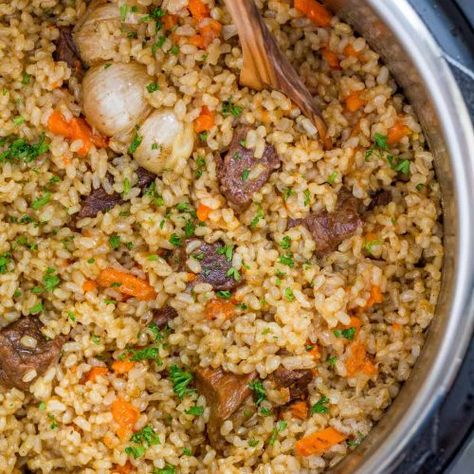 Beef and Pork Archives - NatashasKitchen.com Beef Plov, Pelau Recipe, Plov Recipe, Pot Rice Recipe, Instant Pot Rice, Borscht Soup, Recipe Instant Pot, Rice Pilaf Recipe, Russian Dishes