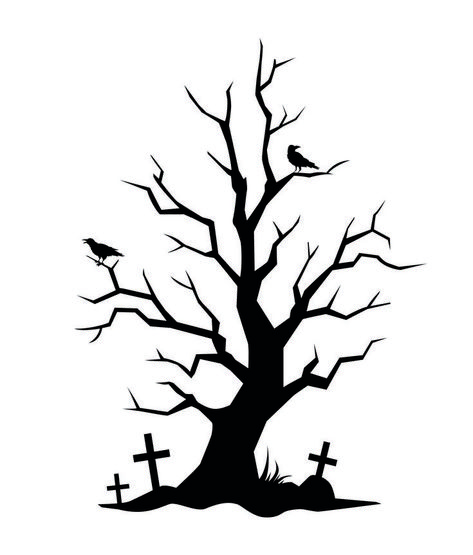 Halloween Tree Cartoon, Halloween Trees Drawing, Halloween Tree Illustration, Haunted Tree Silhouette, Creepy Tree Silhouette, Halloween Tree Painting, Scary Tree Silhouette, Halloween Tree Silhouette, Horror Tree Drawing