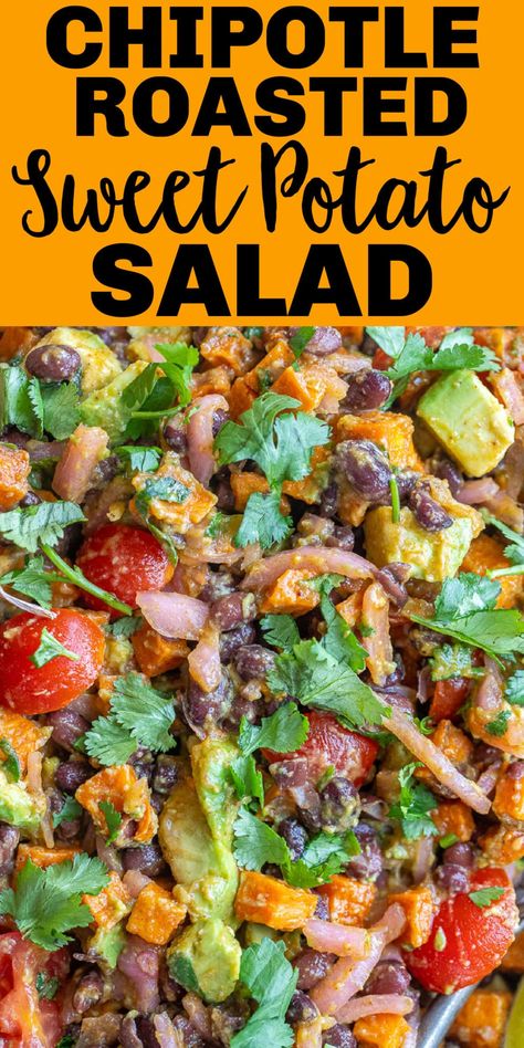 Chipotle Potato Salad, Chipotle Salad, Roasted Sweet Potato Salad, Vegetarian Recipes Potluck, Mexican Sweet Potatoes, Roasted Potato Salads, Canned Potatoes, Sweet Potato Salad, Bbq Side Dishes