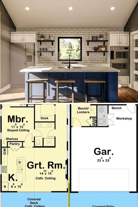 Modern Garage With Apartment, Garage Addition With Apartment, Floor Plan For Garage Apartment, One Bed Garage Apartment, Apartment Over Garage Interior, 1 Bedroom With Garage House Plans, 800 Sq Ft Garage Apartment Plans, One Story Garage With Apartment, 1 Bedroom House With Loft