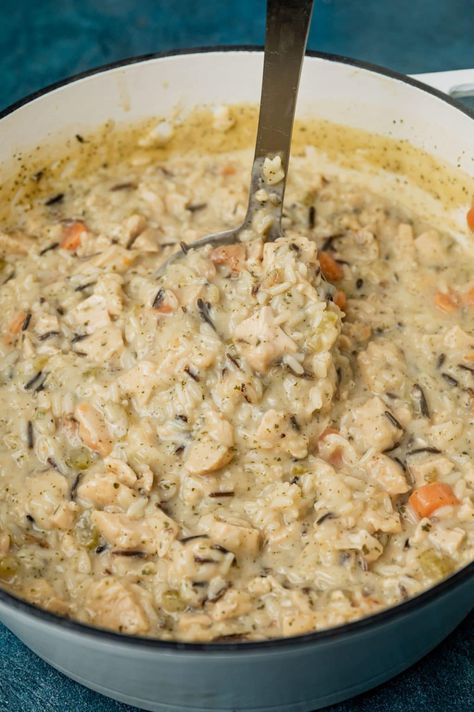 Creamy Chicken and Wild Rice Soup | Tastes of Lizzy T Creamy Wild Rice Soup, Wild Rice Soup Recipes, Chicken Wild Rice, Wild Rice Recipes, Chicken Wild Rice Soup, Creamy Chicken And Rice, Cooking Wild Rice, Winter Soup Recipe, Rice Soup Recipes