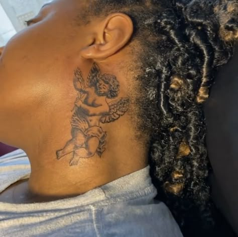 Tattoo Real, Tattoos Neck, Underboob Tattoo Designs, Cupid Tattoo, Behind Ear Tattoos, Tattoo Artist Tattoo, Girl Neck Tattoos, Timeless Tattoo, Ear Tattoos