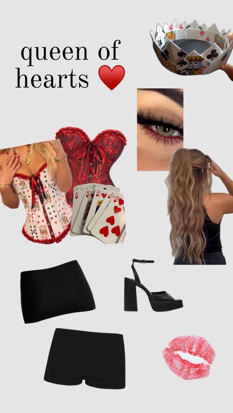 queen of hearts halloween costume #halloween #halloweencostume #halloweeninspo #halloweencollage #halloweenseason #costume #costumeinspo #queenofhearts Queen Of Hearts Costume Diy Women, Halloween Costumes Queen Of Hearts, The Queen Of Hearts Costume, Queen Of Hearts Halloween Costume, Queen Of Hearts Halloween, Diy Costumes Women, Queen Of Hearts Costume, Outfit Options, Diy Skirt