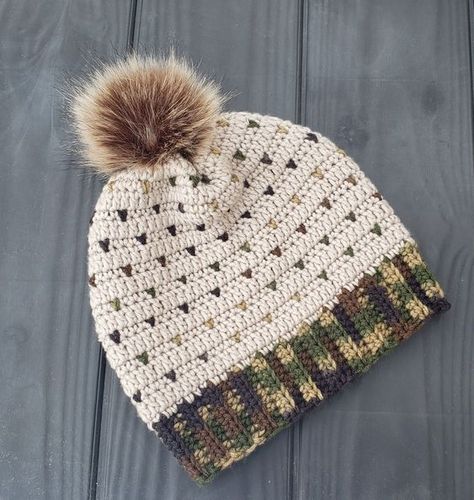 Camo Beanie Crochet Hat Patterns, Crochet Hunters Hat, Camo Yarn Crochet Patterns, Multi Color Crochet Hat Pattern, Camo Crochet Hat, Crochet Hat 2 Colors, Tapestry Crochet Hat Patterns Free, Two Color Crochet Hat Free Pattern, Crochet Hunting Hat