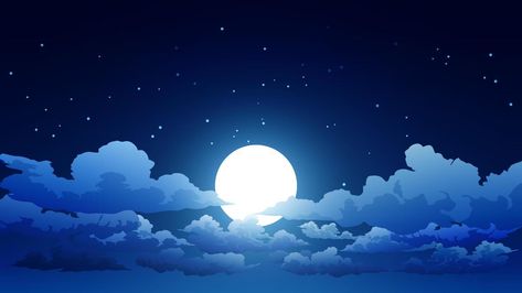 Sky Tutorial Digital, Background Design For Portfolio, Animated Sky, Night Sky Vector, Background Night Sky, Moon Animation, Night Sky Drawing, Moon Digital Art, Sky Drawing