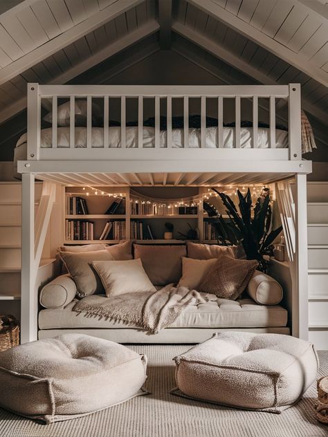 25 DIY Loft Beds for Adults – The DIY Desire Studio Apartment Ideas Loft Bed, Low Loft Beds For Adults, Custom Made Loft Bed, Cozy Space Under Loft Bed, Loft With Couch Underneath, Adult Loft Bed With Stairs, Loft Bed Couch Underneath, Tiny Home Loft Bed, Dope Beds