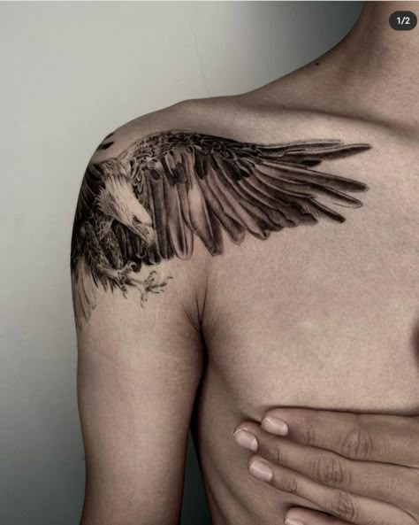 33 Remarkable Eagle Tattoo Ideas - The XO Factor Eagle Tattoo On Stomach, 3d Eagle Tattoo, Eagle Tattoo On Shoulder, Eagle Catching Fish Tattoo, Eagle On Shoulder Tattoo, Eagle Tattoo Bicep, Eagle Memorial Tattoo Dads, Eagle Tattoo For Women On Arm, Columbian Tattoo