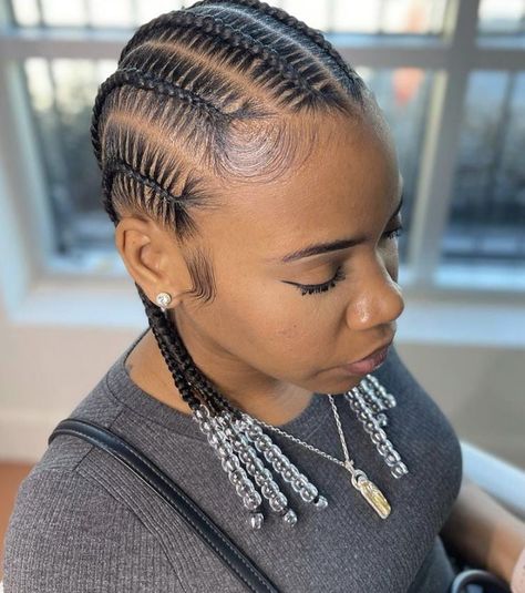 44 Braids with Beads Hairstyles Every Gorgeous Lady Should Wear Stitch Braids With Beads, Cornrows Natural Hair No Extensions, Cornrows Beads, Classic Braids, Cornrows With Beads, Cornrows Natural Hair, Future Hairstyles, Cornrows Styles, Hairstyle Idea