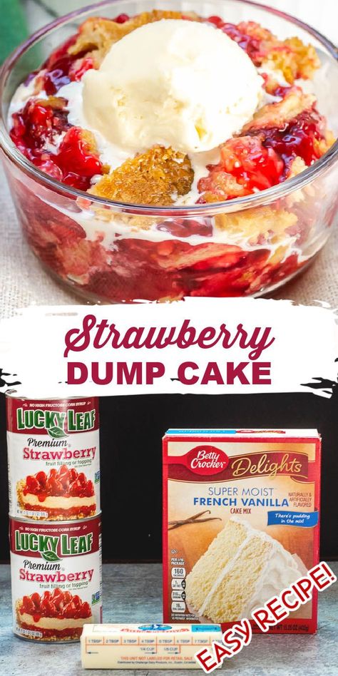 Pineapple Dump Cake Recipe, Strawberry Cobbler Recipes, Strawberry Dump Cake, Blueberry Dump Cake Recipes, Easy Dump Cake Recipe, Strawberry Cobbler, Dump Cake Recipe, Strawberry Dessert, Dump Cake Recipes