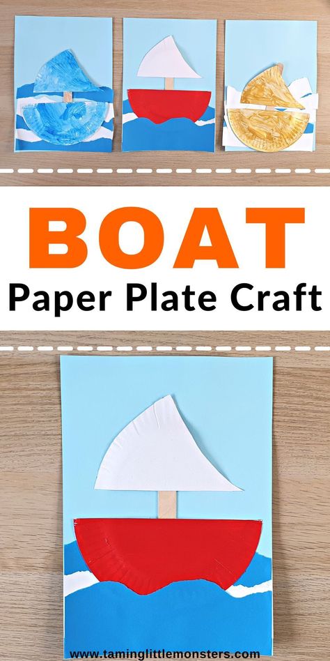 Water Transport Crafts For Kids, Sailboat Craft Preschool, Boat Art Preschool, Road Transport Project For Kids, Boat Preschool Craft, Plane Crafts Preschool, Boat Crafts For Toddlers, Water Transportation Preschool Crafts, Boat Crafts Preschool