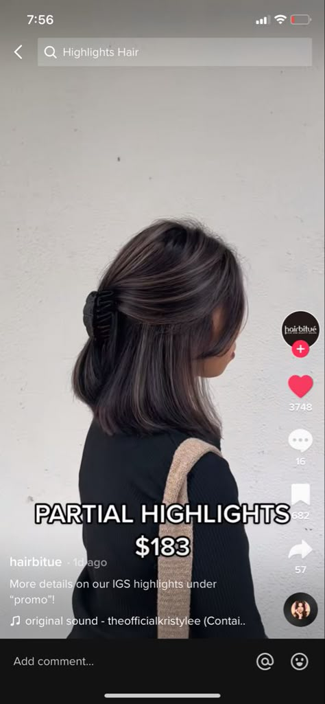 Dark Color Balayage Hair, Midnight Ash Hair Color, Short Hair Subtle Balayage, Short Hair Color Ideas Asian, Asian Brown Balayage Short Hair, Winter Asian Hair, Partial Highlights For Black Hair Asian, Partial Hilights On Dark Hair, Partial Highlights Dark Brown Hair