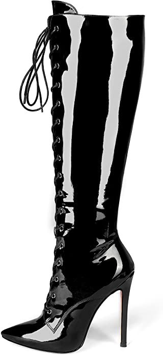 Women Knee High Boots, Clothes Skirts, Black Stiletto Heels, Zippers Fashion, Matching Clothes, High Heel Boots Knee, Wide Calf Boots, Classic Boots, Womens Knee High Boots