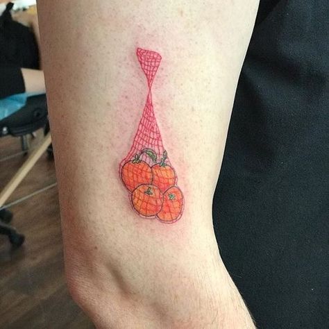 Bag Of Oranges, Cowgirl Tattoo, Cowgirl Tattoos, Fruit Tattoo, Funky Tattoos, Handpoke Tattoo, 4 Tattoo, Poke Tattoo, 1 Tattoo