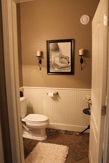 Tan Bathroom Ideas, Tan Bathroom, Basement Bathroom Remodeling, Tan Walls, Bead Board, Guest Bathrooms, Downstairs Bathroom, Basement Bathroom, Bathroom Redo