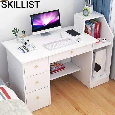 Studying Desk Design, Best Study Table Designs, Small Office Table Ideas, Computer Table Design Ideas For Home, Studying Table Design, Pc Table Computer Desks, Simple Study Desk Decor, Bedroom Computer Desk Ideas, Office Table Design Small Spaces