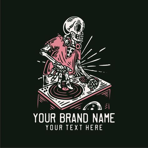 Skeleton Dj, Dj Vector, Jp Logo, Shirt Design Template, Vintage T Shirt Design, Marvel Tattoos, Cute Skeleton, T Shirt Design Template, Skeleton Art