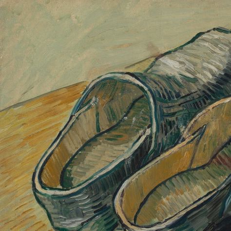 A Pair of Leather Clogs Vincent van Gogh, 1889 Blue Period Van Gogh, Van Gogh Shoes Paintings, Vincent Van Gogh Yellow, Van Gogh Skull Painting, Shoe Artwork, Van Gogh Unknown Paintings, Fabric Panel Quilts, Quote Artwork, Van Gogh Museum