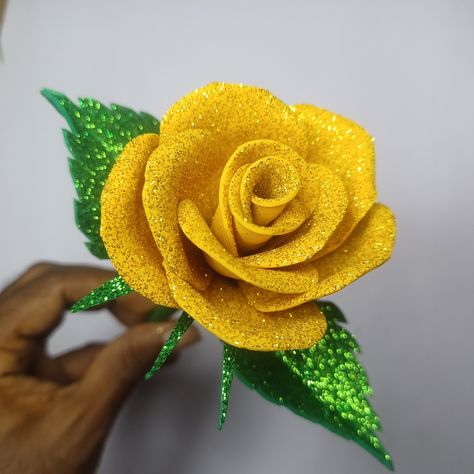 Rose Flower Making in Your Own Hand - How to Make a Rose with EVA Glitter Foam Sheet - DIY Paper Roses | Rosa, foam, tutorial | Rose Flower Making in Your Own Hand - How to Make a Rose with EVA Glitter Foam Sheet - DIY Paper Roses Today, I'm Sharing an Amazing Rose Flower Making... | By SmirchS Rose Flower Making, Paper Roses Diy, Foam Roses, Foam Sheets, Paper Roses, Eva Foam, A Rose, Flower Making, Diy Paper