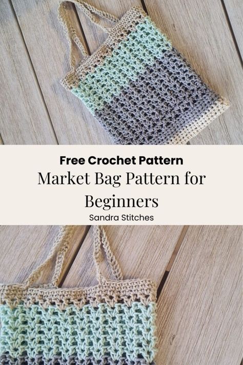 Easy Crochet Market Bag, Market Bag Free Pattern, Mesh Market Bag, Crochet Blanket Sizes, Bag Free Pattern, Easy Beginner Crochet Patterns, Purse Patterns Free, Crochet Market, Crochet With Cotton Yarn