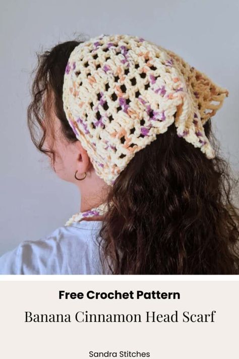 Easy Things To Crochet, Triangle Head Scarf, Crochet Blanket Sizes, Bandana Head Scarf, Triangle Head, Mesh Crochet, Quick Crochet Projects, Crochet Accessory, Crochet Bandana