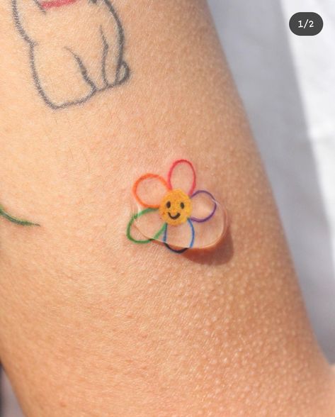 Small Tattoo Color, Small Gay Tattoo, Small Color Tattoos For Women, Minimalist Colored Tattoo, Small Coloured Tattoos, Weird Tattoos Creative, Gay Tattoo For Women, Subtle Gay Tattoo, Cute Funny Tattoos